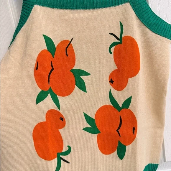 Orange Fruit Print Tank Top - Picture 2 of 4